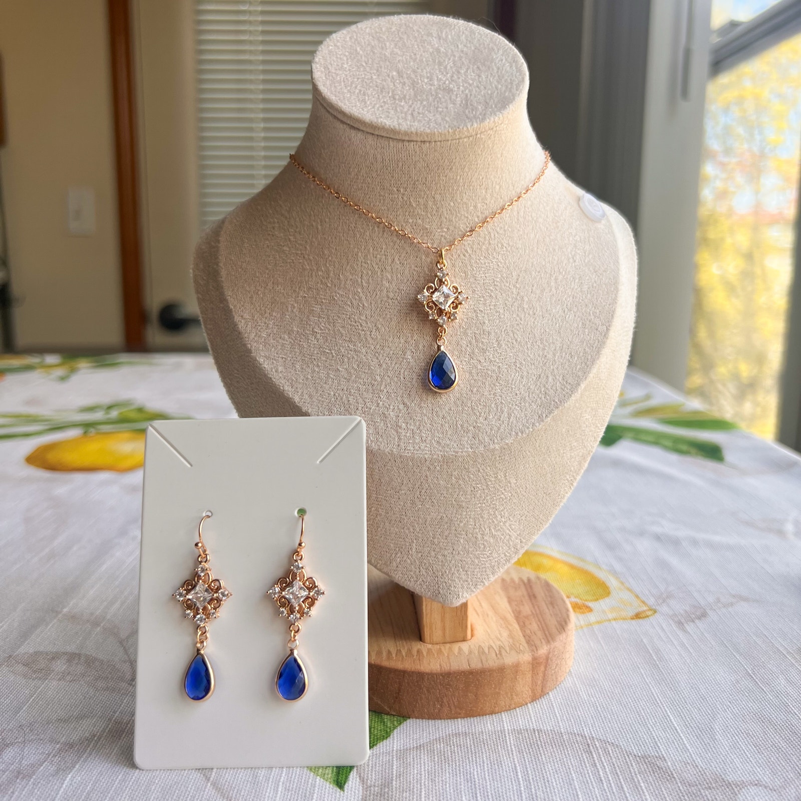 Boho Bridal Jewelry Set, Sapphire, Bridgerton Jewelry, Victorian, Romantic